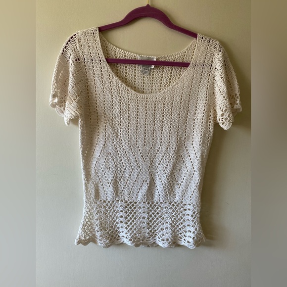 Oscar De La Renta Crochet Cream Top - Picture 1 of 5